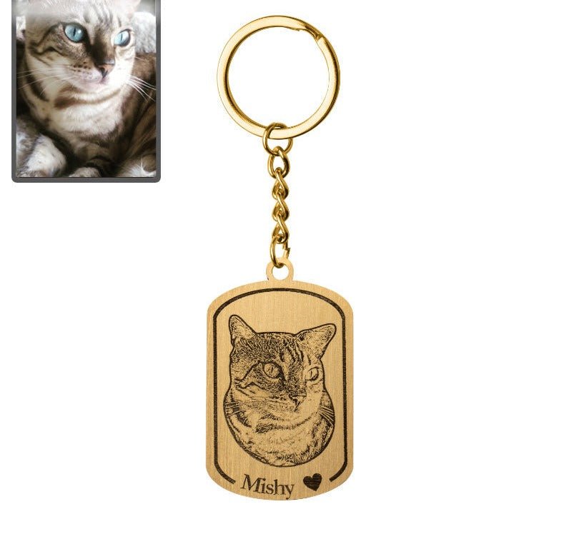 Silhuett katt medaljong nyckelring