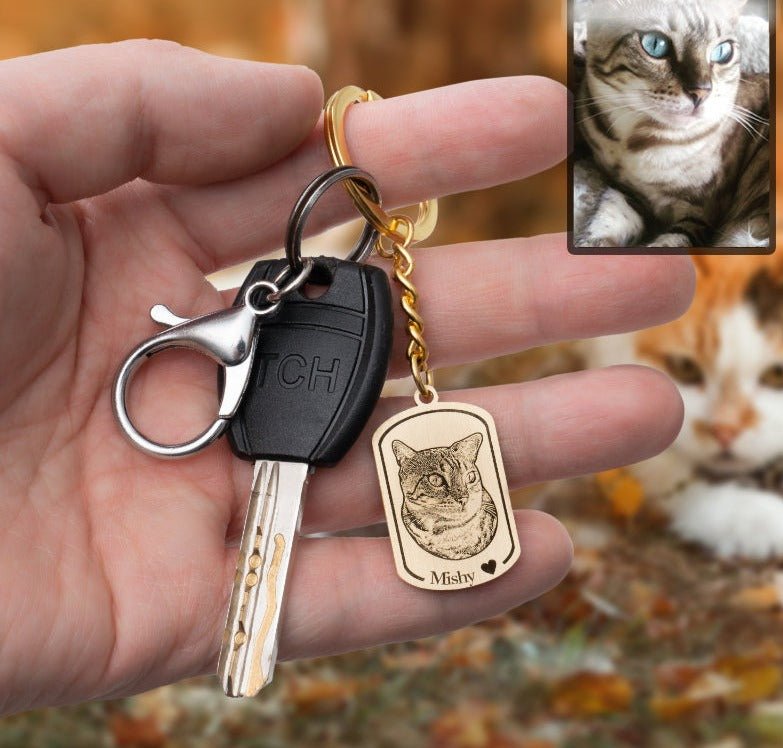 Silhuett katt medaljong nyckelring
